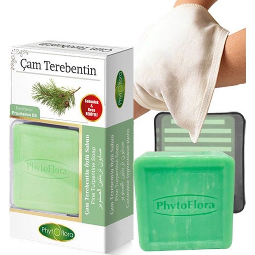 Phytoflora Çam Terebentin Özlü Sabun Kese ve Sabunluk Hediyeli