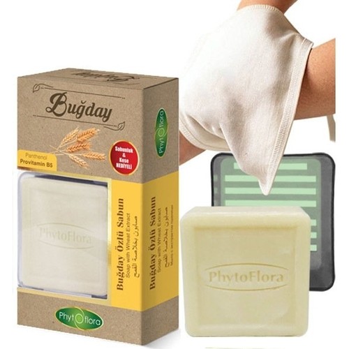 Phytoflora Buğday Özlü Sabun Kese ve Sabunluk Hediyeli