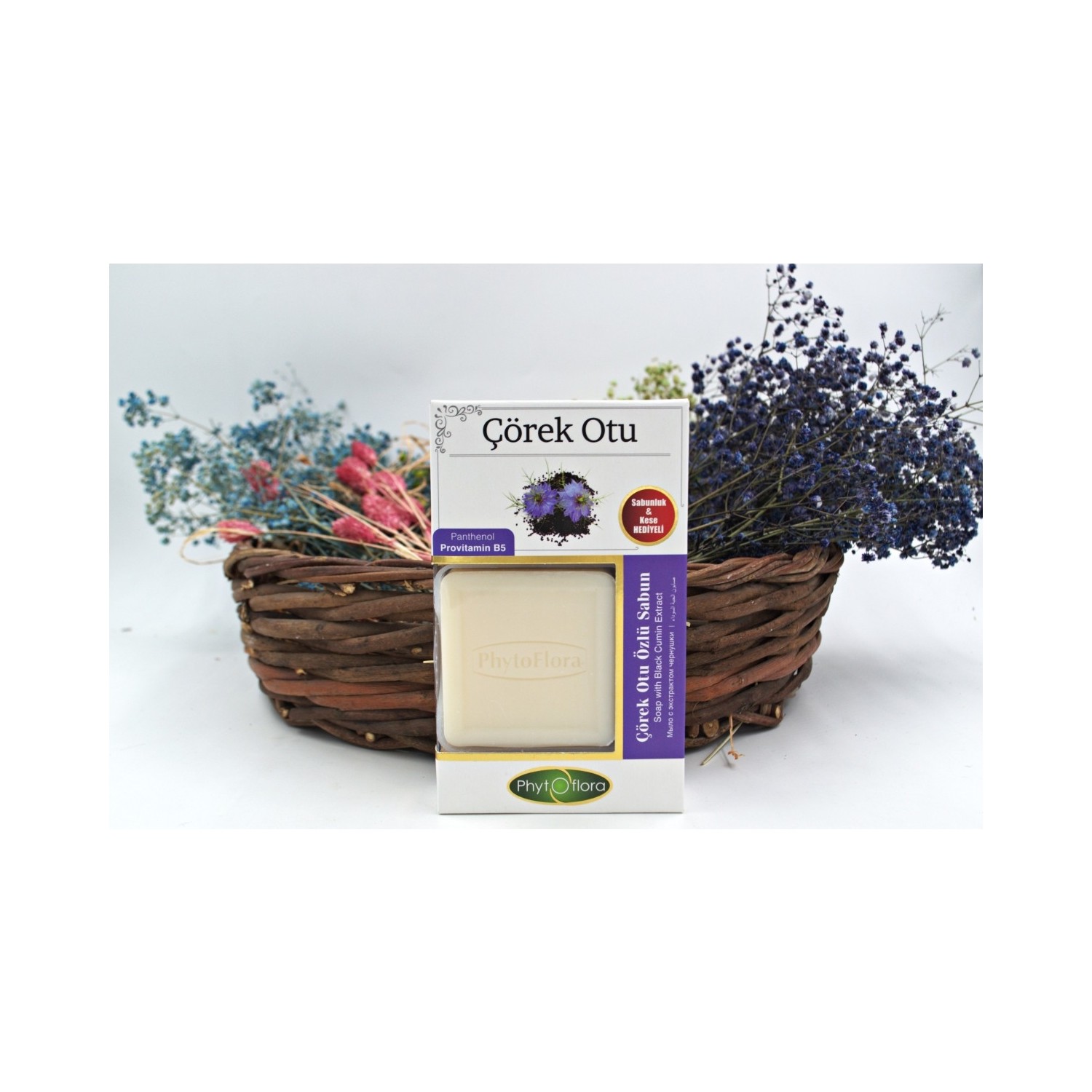 Phytoflora Çörekotu Özlü Sabun Kese ve Sabunluk Hediyeli