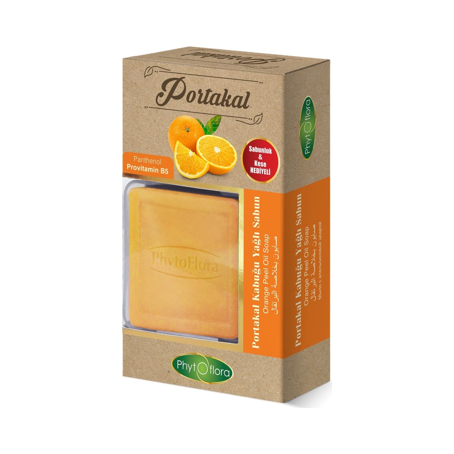Phytoflora Portakal Kabuğu Yağlı Sabun Kese ve Sabunluk Hediyeli