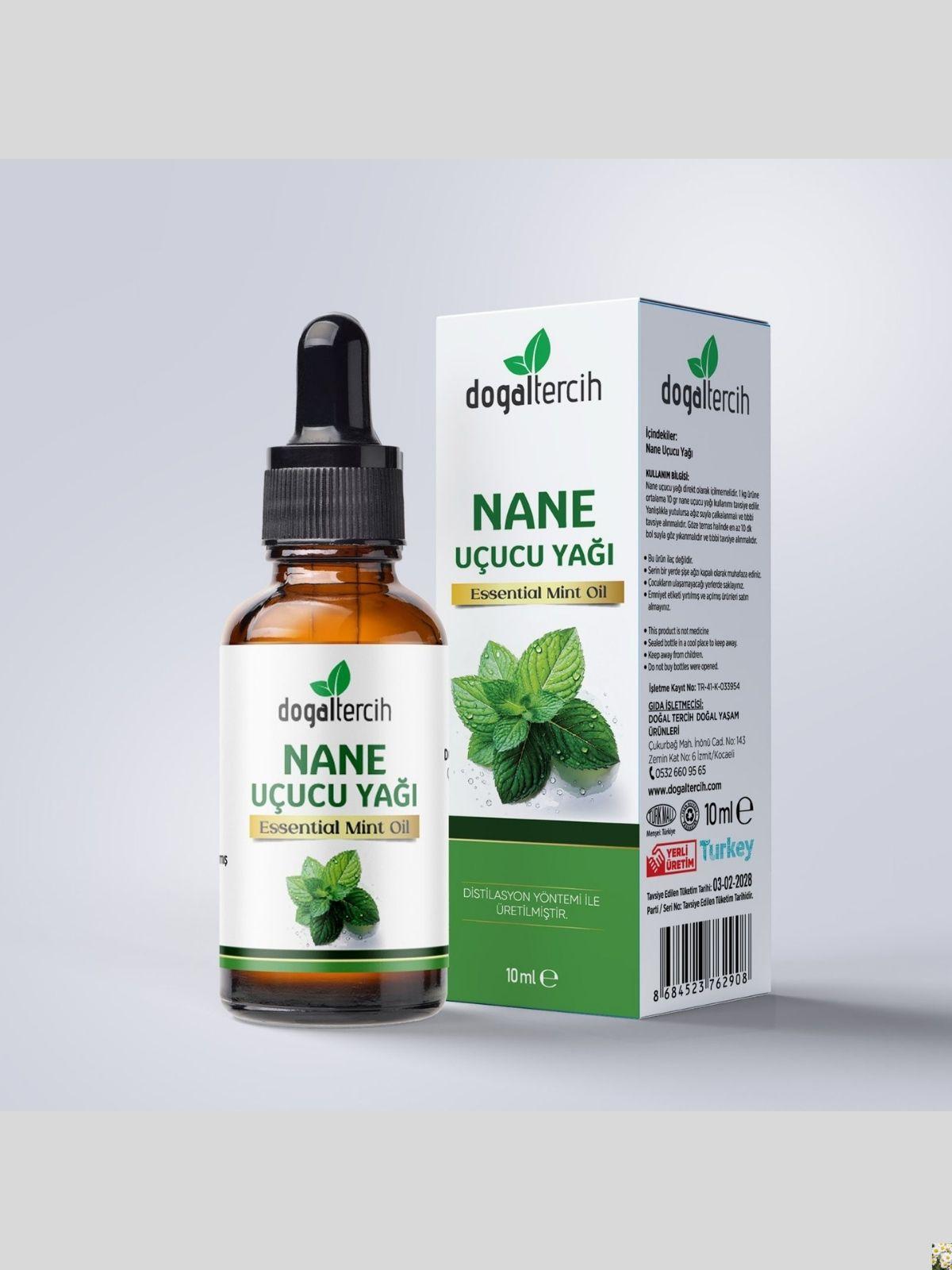 Doğaltercih %100 Saf Katkısız Nane Uçucu Yağı (Peppermint Oil) 10 Ml, Damlalıklı Şişede Seyreltilmemiş Nane Yağı